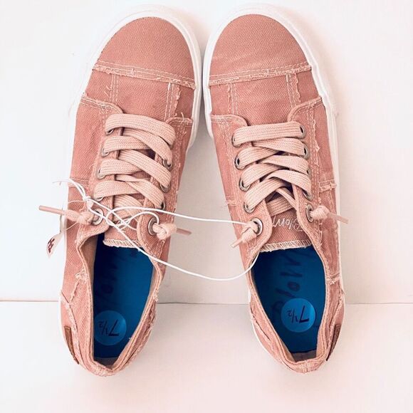 NWT Blowfish Malibu LEXINE 7.5 Dusty Pink Distressed Stitched Platform Sneakers - Picture 6 of 15